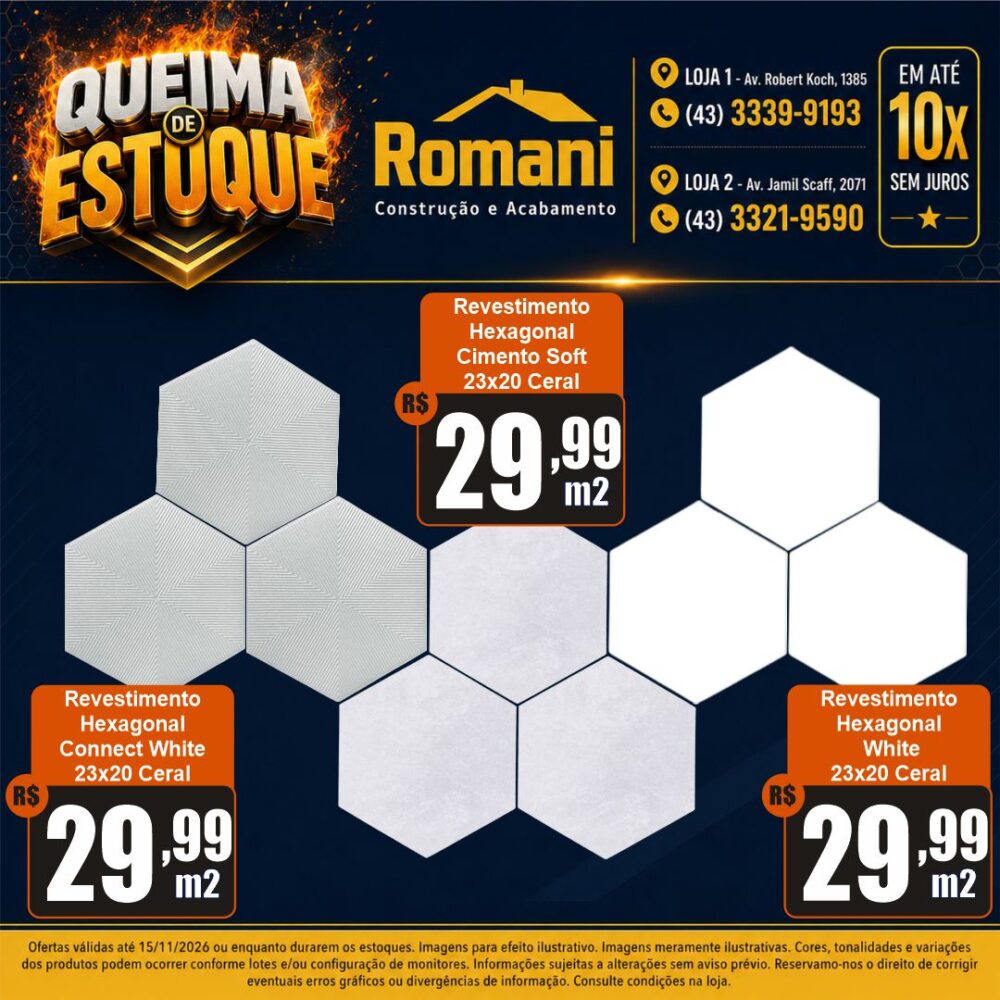 piso hexagonal ceral queima de estoque londirna