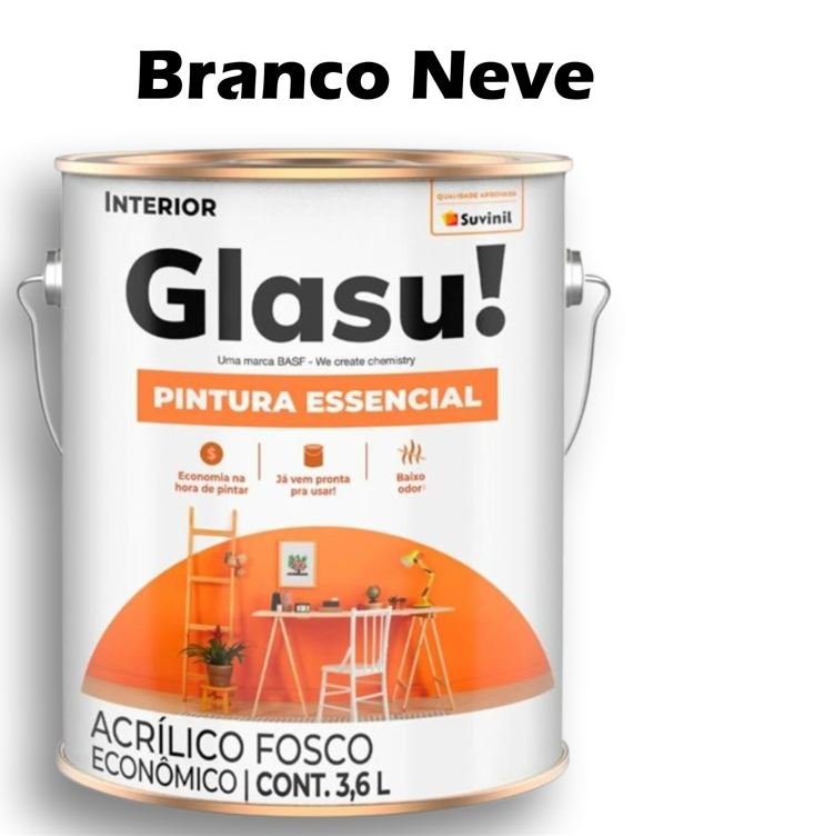d4dbed78-67c0-4b29-b104-fda2d65d366c TINTA ACRILICA FOSCA GLASU PINTURA ESSENCIAL 3,6L BRANCO NEVE SUVINIL