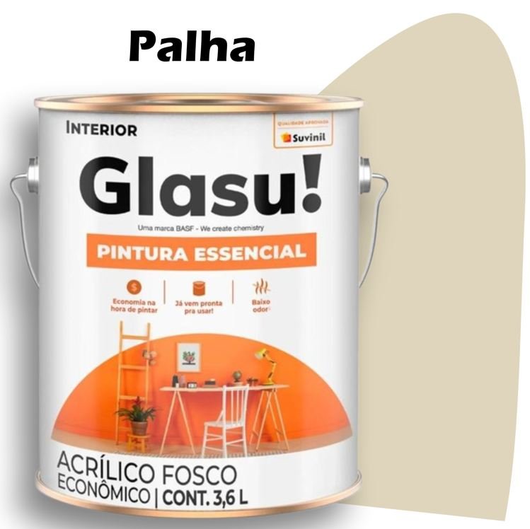4bbee9a9-77f6-4d01-9cce-dbe443cb7373 TINTA ACRILICA FOSCA GLASU PINTURA ESSENCIAL 3,6L PALHA SUVINIL