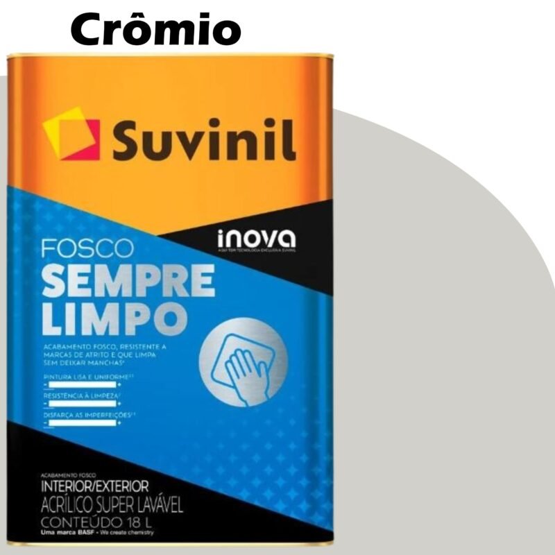 e98f3263-03cc-4d37-aa53-8e37c4daf960 TINTA ACRILICA FOSCO SEMPRE LIMPO INOVA 16L CROMIO (B161) SUVINIL SUPER LAVAVEL