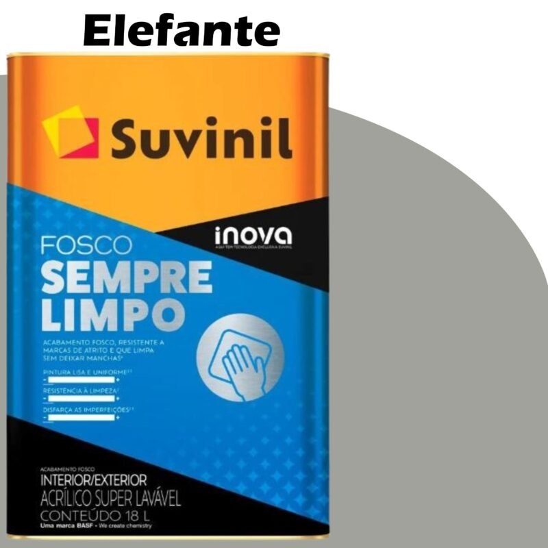 76fc5fe8-d2aa-46b5-a3fa-6303b51c6855 TINTA ACRILICA FOSCO SEMPRE LIMPO INOVA 16L ELEFANTE (D161) SUVINIL SUPER LAVAVEL