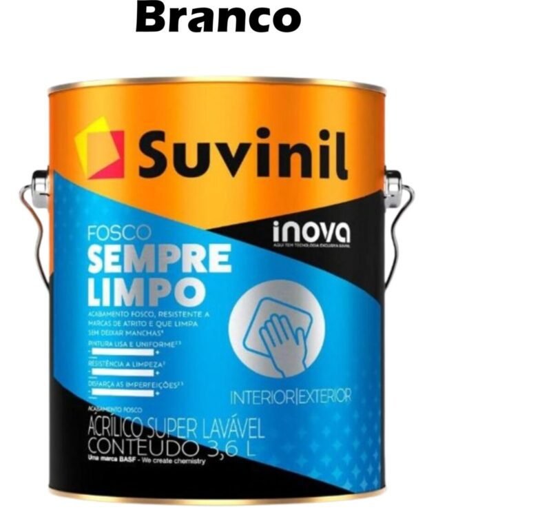 aa9c271d-bbe7-4e4c-b968-09a05b99bff7 TINTA ACRILICA FOSCO SEMPRE LIMPO 3,6L BRANCO NEVE SUVINIL