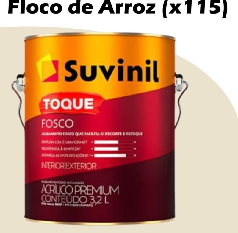 e8721ada-5991-4c40-9a67-5e7bf76fc150 TINTA ACRILICA TOQUE FOSCO BASE A 3,2L SUVINIL FLOCOS DE ARROZ (X115)
