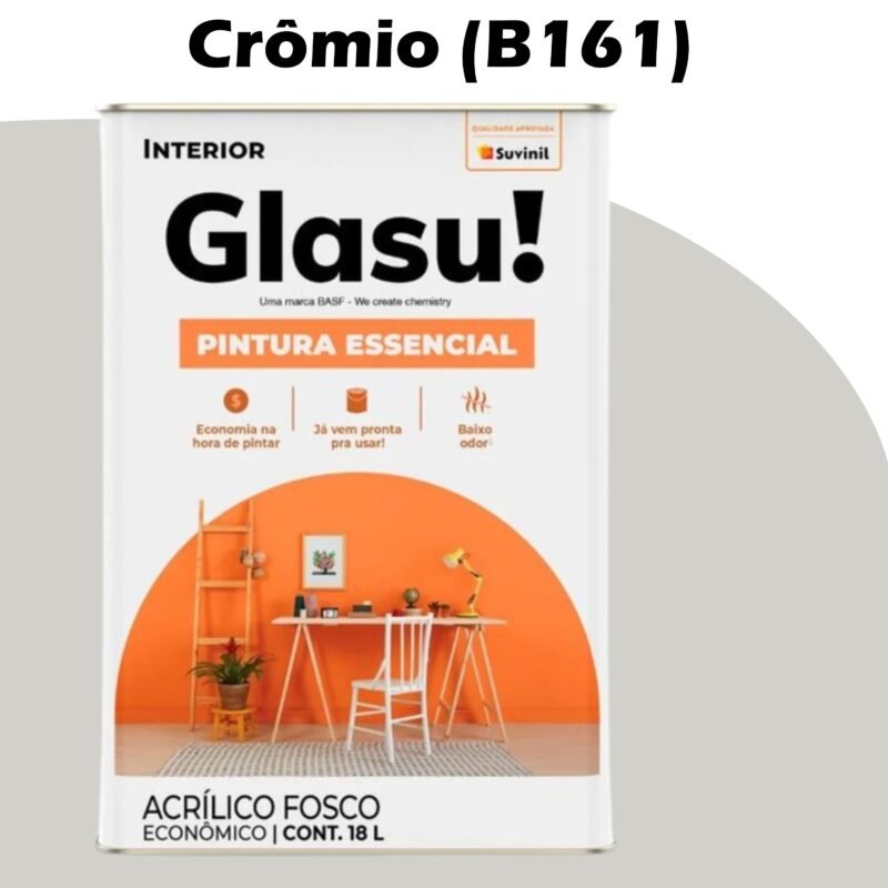 3ff53b64-6781-4296-af8d-8c0c0e333a79 TINTA ACRILICO FOSCO GLASU PINTURA ESSENCIAL 18L CROMIO (B161) SUVINIL