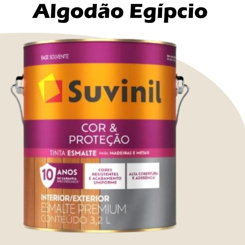 835d91f4-3547-4d20-811a-bc912ad4b503 ESMALTE SINTETICO SOLVENTE BRILHO COR E PROTECAO SUVINIL 3,6L (A) ALGODAO EGIPCIO (F100)