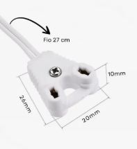 SOQUETE CEBOLINHA PARA LAMPADA FLUORECENTE ( T10 - T8 ) G13 ENCAIXE PP COM RABINHO