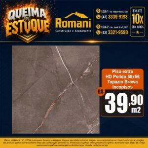 PISO POLIDO TOPAZIO BROWN 56X56 INCOPISOS (2,21)*
