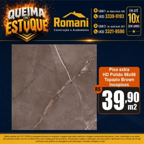 PISO POLIDO TOPAZIO BROWN 56X56 INCOPISOS (2,21)*