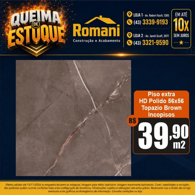 PISO POLIDO TOPAZIO BROWN 56X56 INCOPISOS (2,21)*