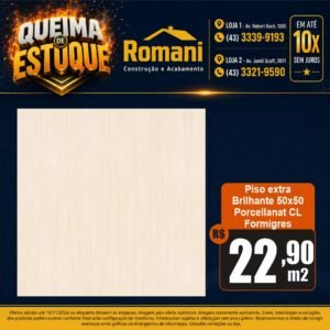 PISO BRILHANTE FORMIGRES PORCELLANAT CL 50X50 (2,50)*