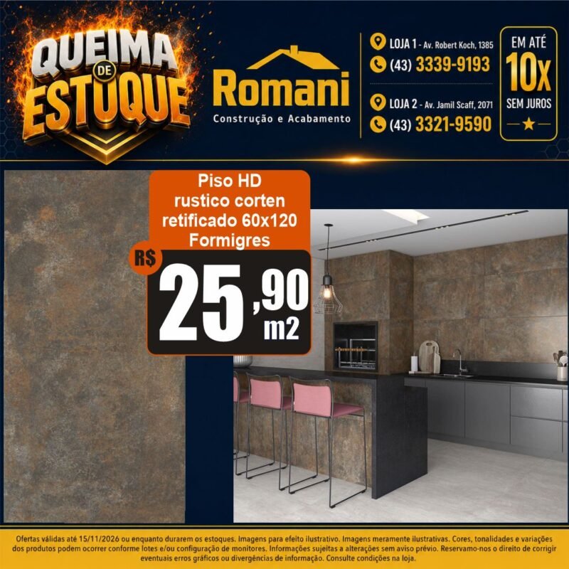 PISO CORTEN RUST 60X120 FORMIGRES 2,16MT HD*
