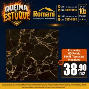 PISO TURMALINA NEGRA INCOPISOS 56X56 POLIDO 2,21MT