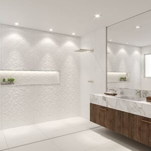 PORCELANATO ACETINADO RELEVO WHITE DECOR 72X72 VIA ROSA (1,55)