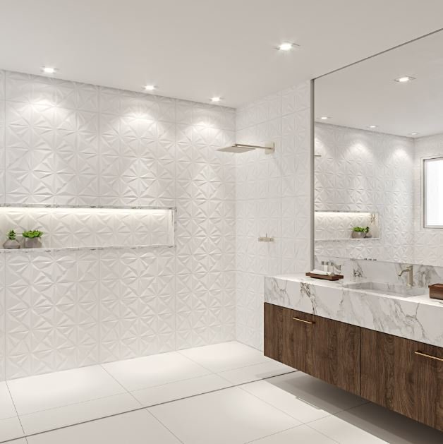 PORCELANATO ACETINADO RELEVO WHITE DECOR 72X72 VIA ROSA (1,55)