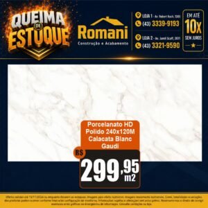 PORCELANATO POLIDO LASTRA HD RETIFICADO 120X240 CALACATA BLANC GAUDI (2.88)**