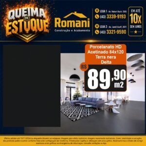 PORCELANATO ACETINADO TERRA NERA BLACK 84X120 DELTA (3,00)*