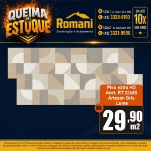 REVESTIMENTO REGUA LUME ARTESAN GRIS ACET RT 22X90 (1,80)*