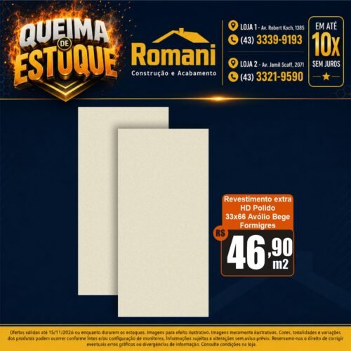 2267ab22-3ce1-46ad-8d68-a22f6cc8f8f7 REV. AVOLIO POLIDO BEGE 32X66 FORMIGRES 1,69MT*