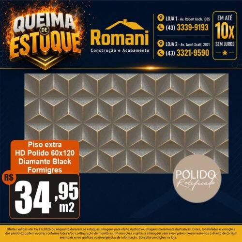 PISO GRAN DIAMANTE BLACK RT POLIDO 60X120 FORMIGRES (2,16)*