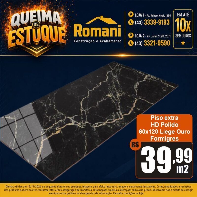 PISO GRAN LIEGE OURO NEGRO 60X120 POLIDO FORMIGRES (2,16)*