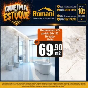 PORCELANATO POLIDO RETIF. 60X120 NEVADO DELTA (2,88)