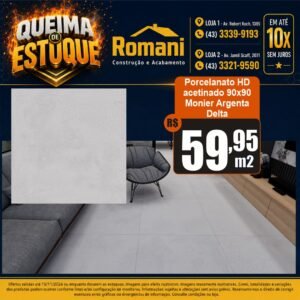 PORCELANATO MONIER ARGENTA ACETINADO 90X90 DELTA NOVA (2,43)