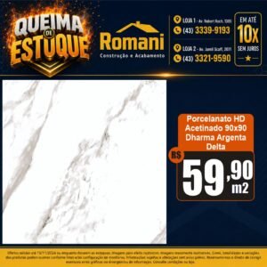 PORCELANATO DHARMA ARGENTA ACETINADO 90X90 DELTA NOVA (2,43)