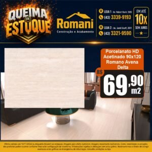PORCELANATO ROMANO AVENA ACETIANDO 90X120 DELTA NOVA (3,24)
