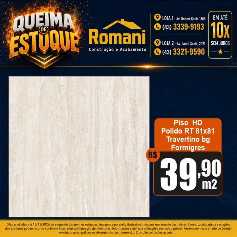 PISO POLIDO TRAVERTINO HD RETIFICADO 81X81 FORMIGRES (1,97)*