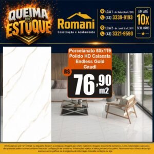 PORCELANATO CALACATA GOLD ENDLESS POLIDO RT 60X119 GAUDI (2,15) VEIO INFINITO