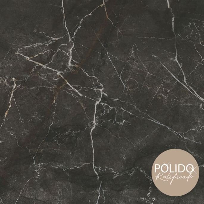 PISO POLIDO RETIFICADO NERO ELEVATO BLACK 66X66 FORMIGRES (2,18)