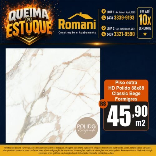 c0d0bd1c-9c6c-4940-b990-e7ad4f020b03 PISO FORMIGRES CLASSIC BEGE RETIF. POLIDO 88X88 (2,32)