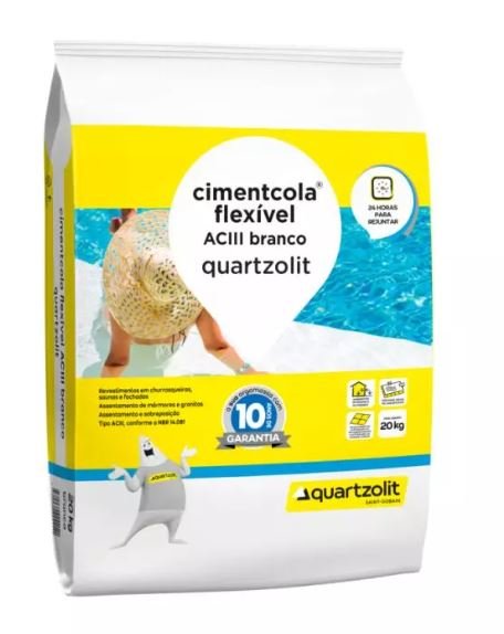 ARGAMASSA CIMENTCOLA FLEXÍVEL ACIII BRANCA 20KG (AC3) QUARTZOLIT