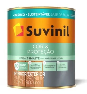 79e81717-fa70-4db2-9dc8-026aa4014f4c ESMALTE BASE DE AGUA BRILHANTE COR E PROTECAO SUVINIL 0,9L BRANCO