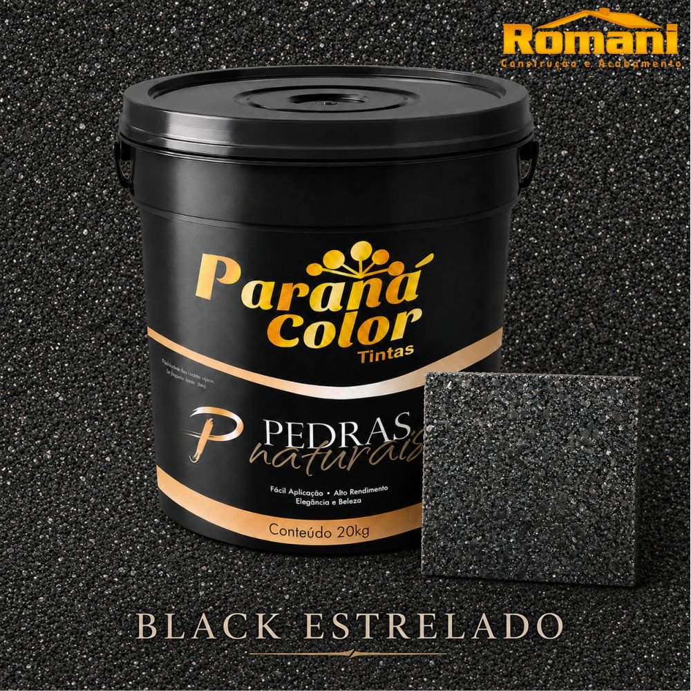 Revestimento Acrilico Pedras Naturais 20kg Black Estrelado Parana Color