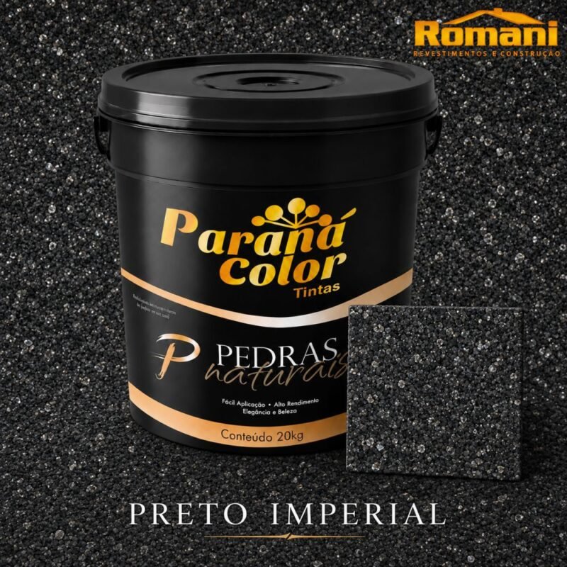 907c4f0a-1b0a-4db2-ba60-32293f3c8f49 REVESTIMENTO ACRILICO PEDRAS NATURAIS 20KG PRETO IMPERIAL PARANA COLOR