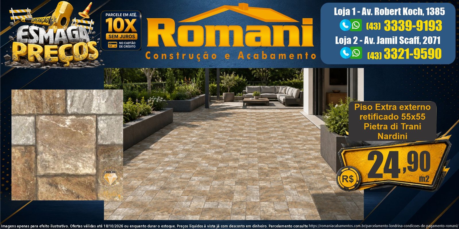 Esmaga Precos - Piso Extra externo retificado 55x55 Pietra di Trani Nardini