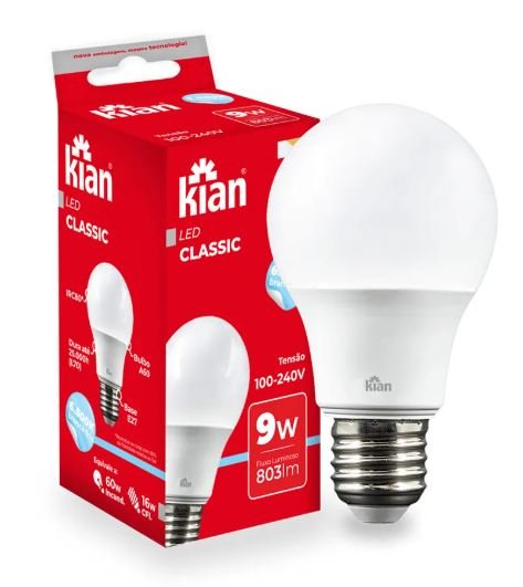 LAMPADA LED BULBO 9W 6500K KIAN
