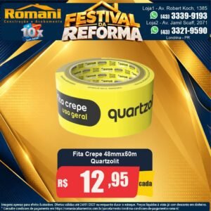 Festival da Reforma — Fita Crepe 48mmx50m Quartzolit por R$ 12,95