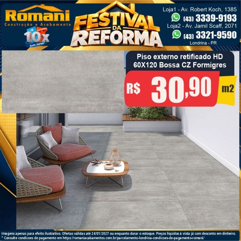 Festival da Reforma — Bossa Cinza Formigres 60x120 · Externo granilhado · Externo por R$ 30,90/m²