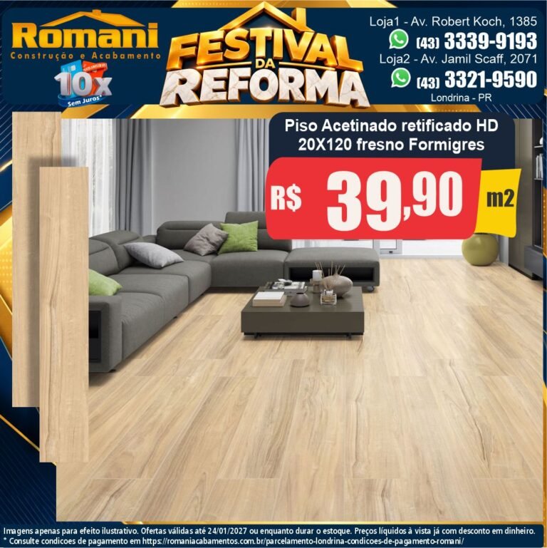 Festival da Reforma — Fresno Formigres 20x120 · Acetinado · Interno por R$ 39,90/m²