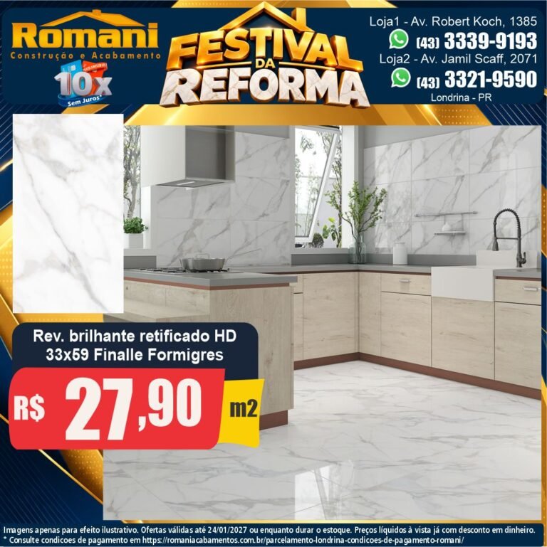 Festival da Reforma — Finalle Formigres 33x59 · Brilhante · Interno por R$ 27,90/m²