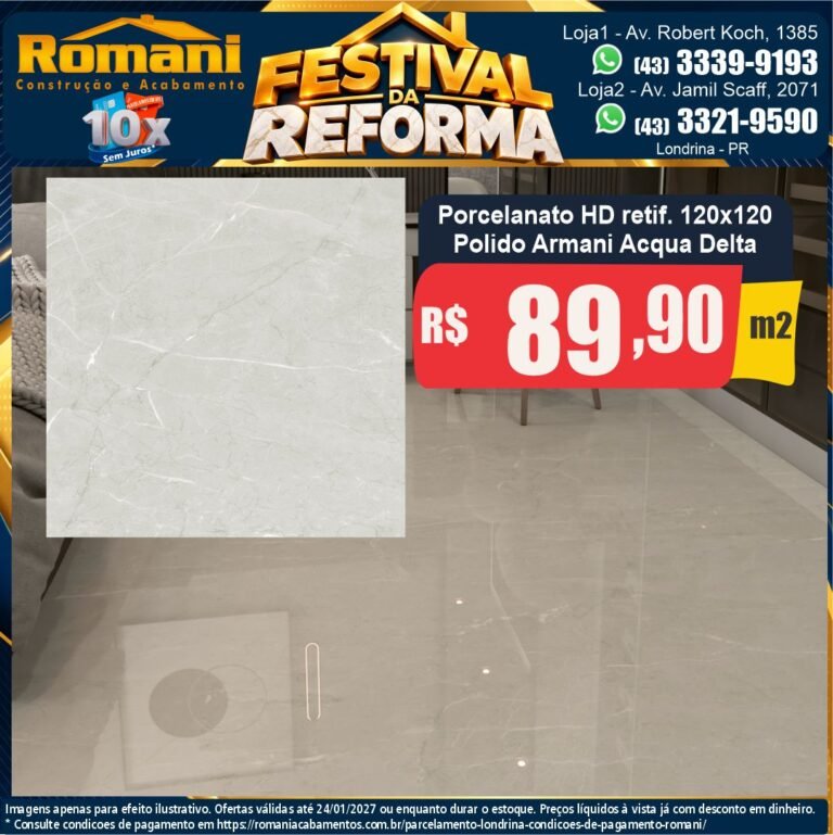 Festival da Reforma — Armani Acqua Delta 120x120 · Polido · Interno por R$ 89,90/m²