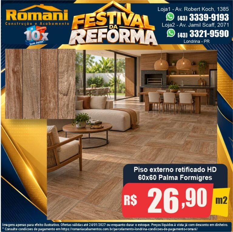 Festival da Reforma — Palma MR Formigres 60x60 · Externo antiderrapante · Externo por R$ 26,90/m²