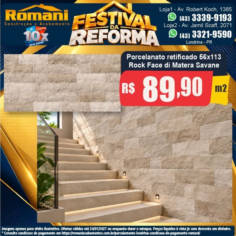 Festival da Reforma — Rock Face Matera Savane 56x113 · Relevo · Interno por R$ 89,90/m²