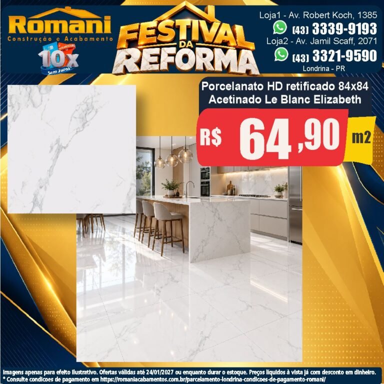 Festival da Reforma — Le Blanc Elizabeth 84x84 · Acetinado · Interno por R$ 64,90/m²