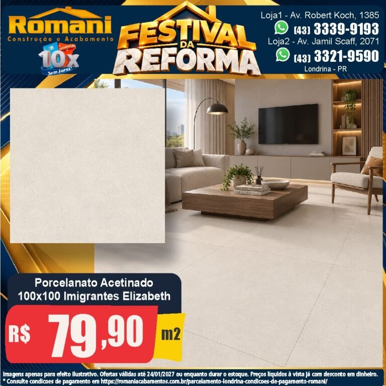 Festival da Reforma — Imigrantes Elizabeth 100x100 · Acetinado · Interno por R$ 79,90/m²