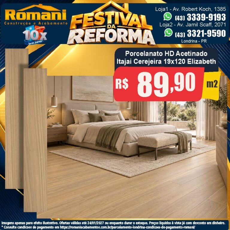 Festival da Reforma — Itajaí Cerejeira Elizabeth 19,7x120 · Acetinado · Interno por R$ 89,90/m²