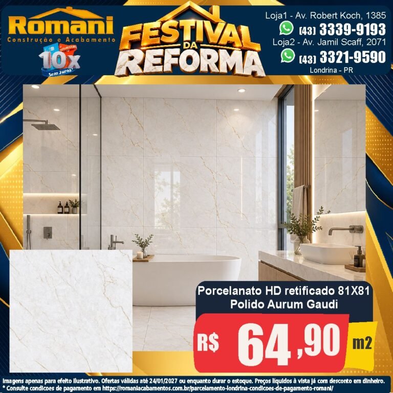 Festival da Reforma — Aurum Ice Gaudi 81x81 · Polido · Interno por R$ 64,90/m²