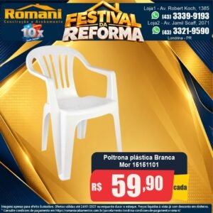 Festival da Reforma — Poltrona plástica Branca Mor por R$ 59,90